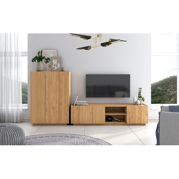 TV stol u dekoru hrasta u prirodnoj boji 180x48 cm Rayana - Marckeric-image-1