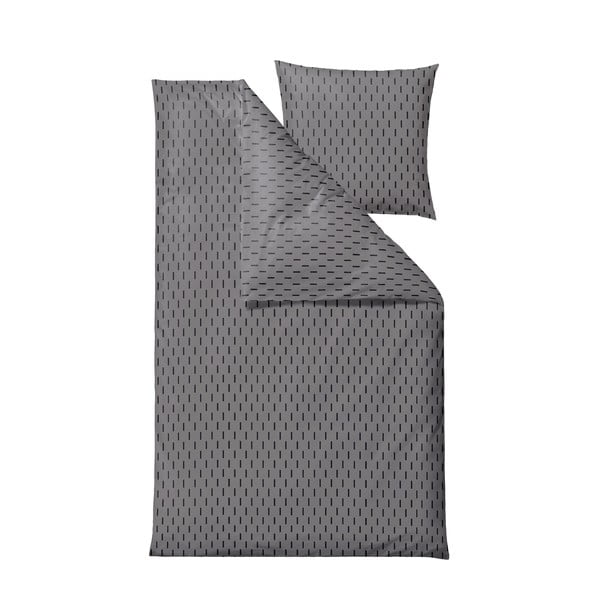 Siva pamučna baršunasta posteljina Södahl Graphic, 140 x 200 cm