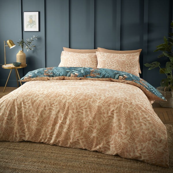 Zelena/smeđa posteljina za bračni krevet 200x200 cm Tropic Tiger Leaf – Catherine Lansfield-image-1