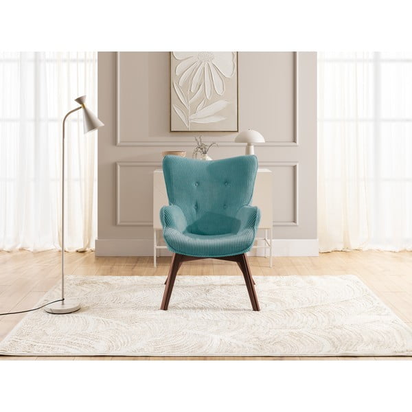 Tirkizna fotelja od samta Niko – Ropez-image-1