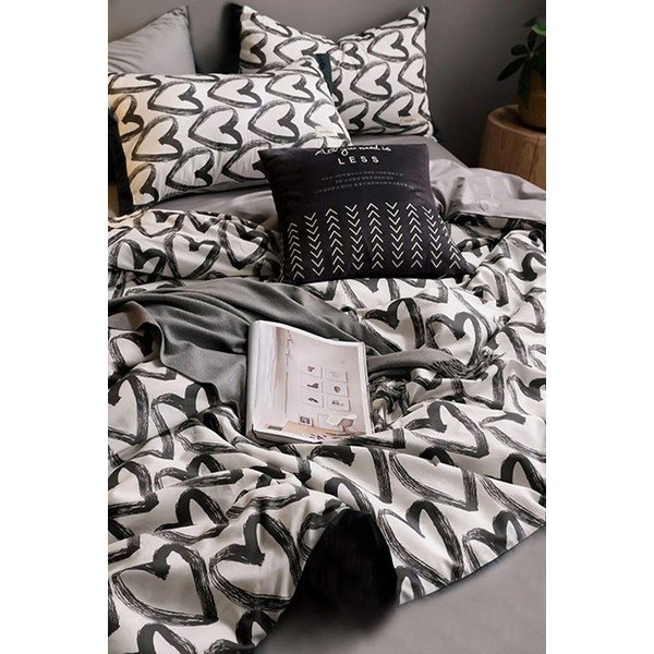 Bijelo-siva pamučna posteljina za krevet za jednu osobu/s produženom plahtom  160x220 cm - Mila Home-image-2