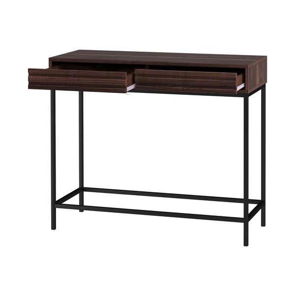 Tamno smeđi pomoćni stol s pločom stola u dekoru oraha 35x90 cm Celine – Støraa