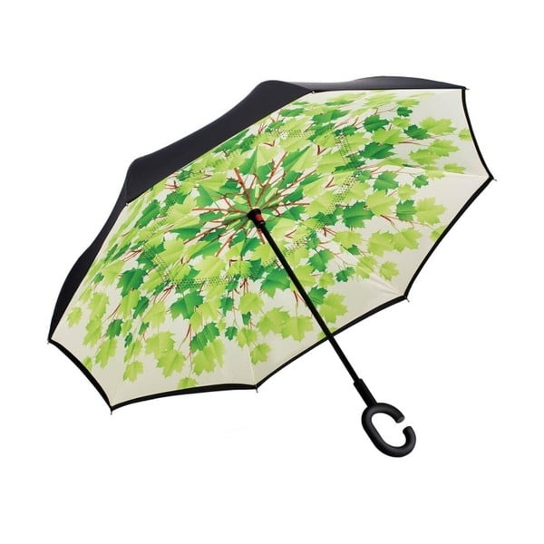 Zeleno-crni kišobran Ambiance Leaves, ⌀ 105 cm