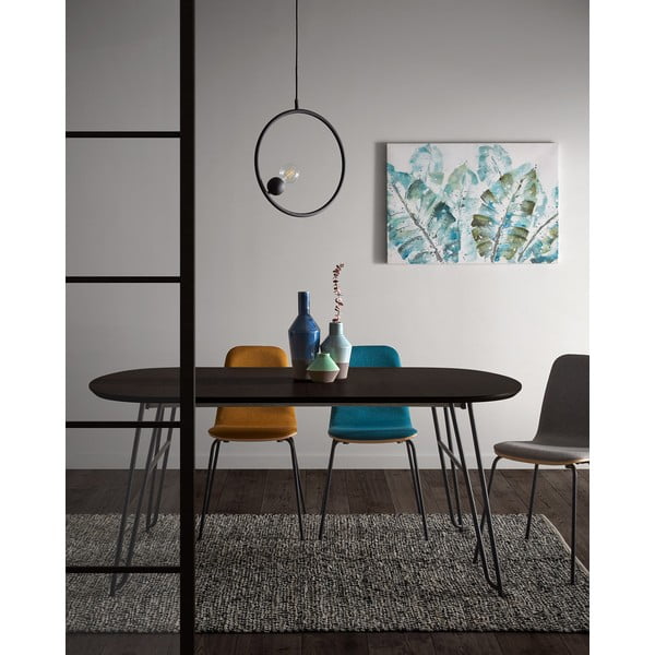 Tamno smeđi proširiv blagovaonski stol s pločom stola u dekoru jasena 100x170 cm Milian – Kave Home-image-1