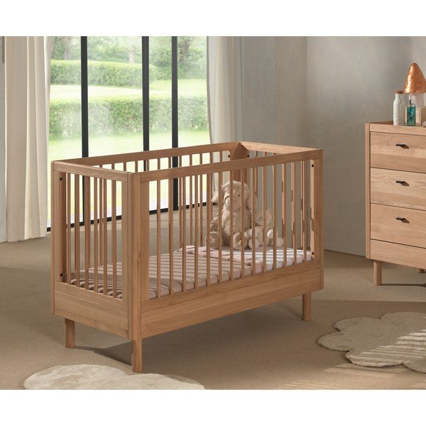 Dječji krevet od punog hrasta s podesivom visinom 60x120 cm u prirodnoj boji Forrest – Vipack-image-1