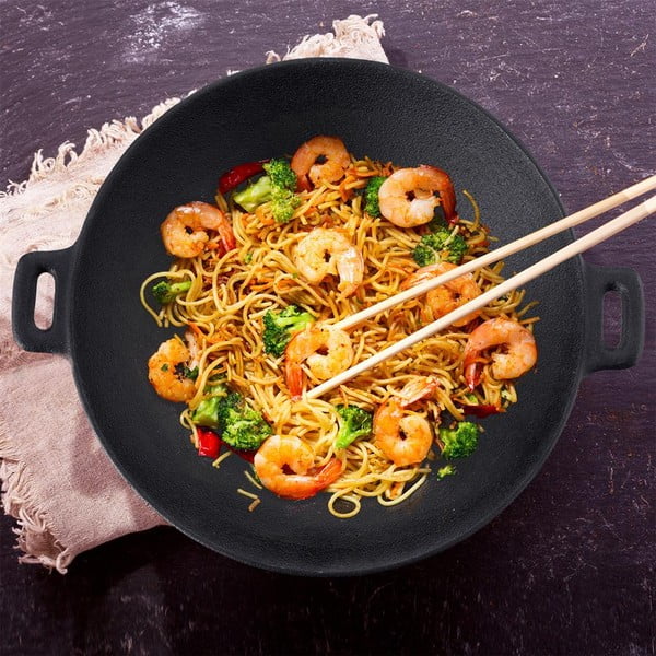 Wok tava od lijevanog željeza ø 30 cm Litina – Orion-image-1