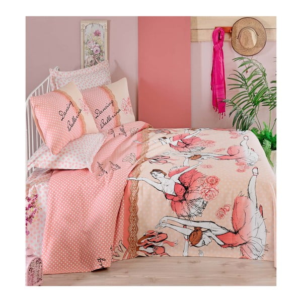 Prekrivač za bračni krevet sa jastučnicama i balerina plahtama, 200 x 235 cm