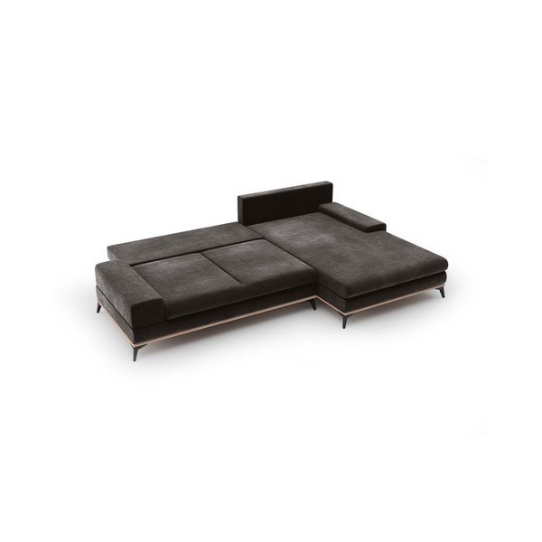 Tamnosmeđi baršunasti kutni kauč na razvlačenje Windsor & Co Sofas Astre, desni kut-image-3