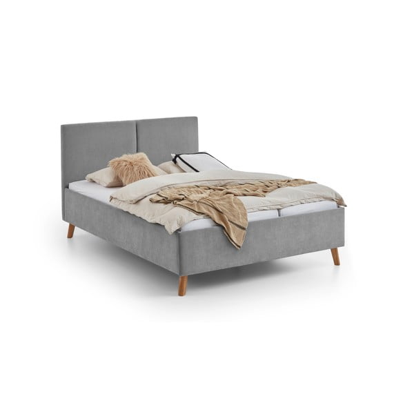 Sivi tapecirani bračni krevet s podnicom 140x200 cm Piano – Meise Möbel-image-4