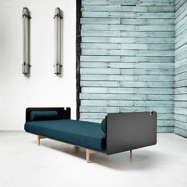 Kauč na razvlačenje Karup Deva Black / Raw Oak / Deep Blue-image-1