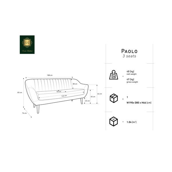 Plavi trosjed Mazzini Sofas Benito-image-2