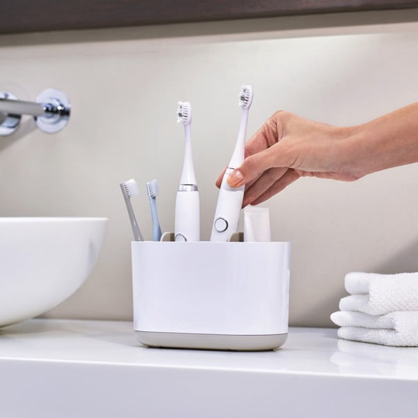 Bijela plastična čaša za četkice za zube Duo – Joseph Joseph-image-1