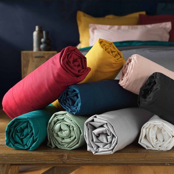 Zelena pamučna plahta s gumom 90x190 cm Lina – douceur d'intérieur-image-4