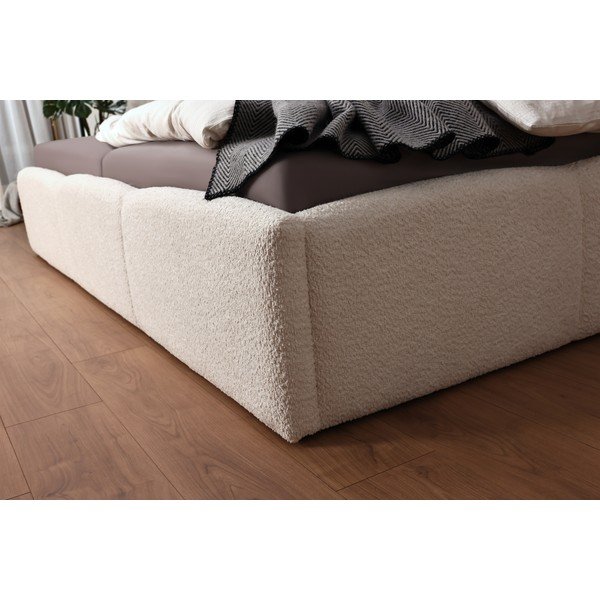 Tapecirani bračni krevet bez podnice 200x240 cm boje slonovače Merida – Meise Möbel-image-3