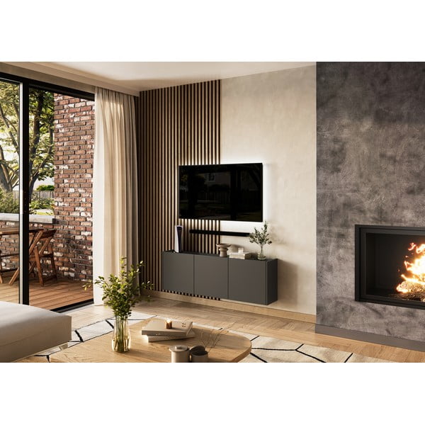 Antracitno siva TV komoda 138x45 cm Piana – Germania-image-4