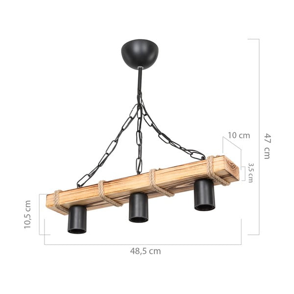 Plafonjera u crnoj prirodnoj boji 10,5x48,5 cm - Squid Lighting-image-3