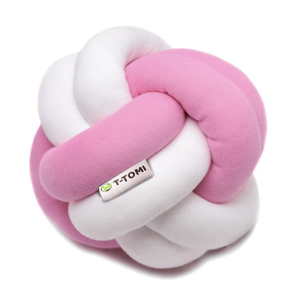 Ružičasto-bijela pamučna pletena lopta T-TOMI, ø 20 cm