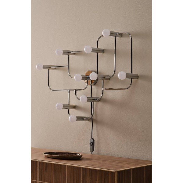 Bijela/u sjajno srebrnoj boji metalna zidna lampa s mogućnosti zatamnjivanja s utikačem Geometric – Jotex-image-2