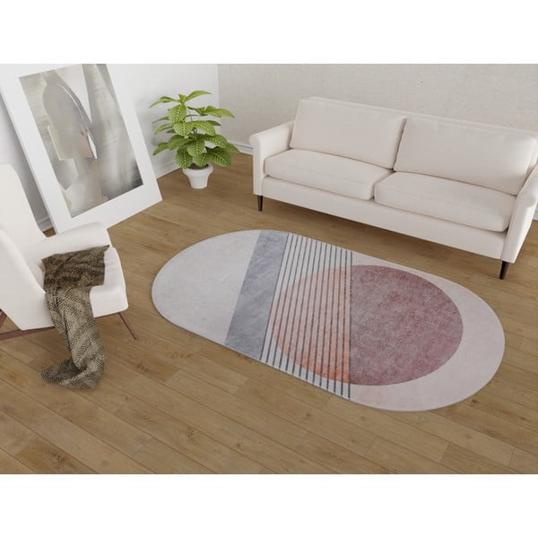 Svijetlo ružičasti/svijetlo sivi perivi tepih 80x120 cm Oval – Vitaus-image-1