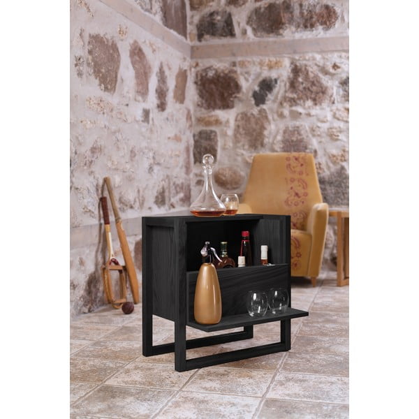 Crni ormarić za vino od hrastovine 59x60 cm NewEst - Woodman-image-1