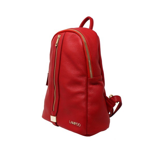 Crveni kožni ruksak Lampoo Kassa-image-3