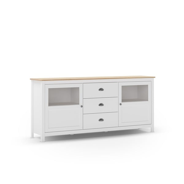 Bijela niska komoda od masivnog bora 180x80 cm Misti – Marckeric-image-4