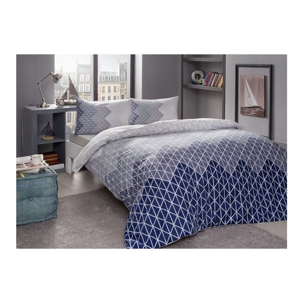 Posteljina s pamučnom posteljinom za bračni krevet Lucas Grey, 200 x 220 cm