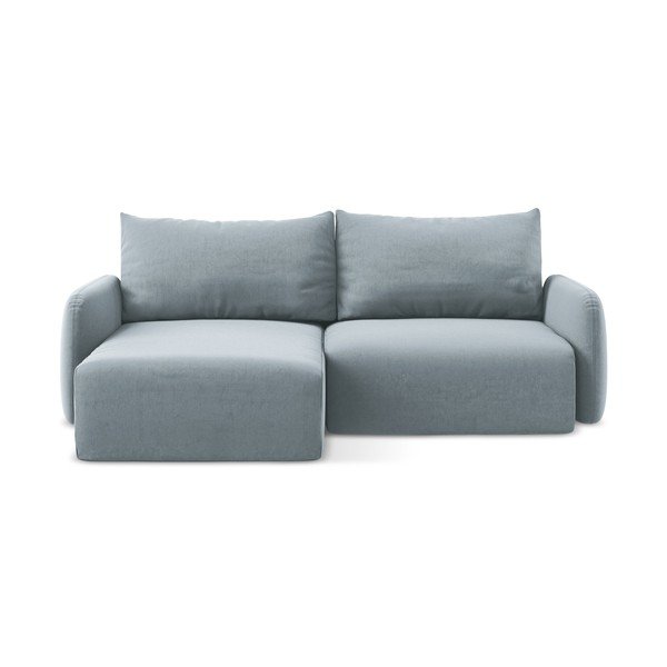 Plava baršunasti sklopiva/s prostorom za odlaganje kutna garnitura (s lijevim kutom/s ležaljkom) Kalena – Makamii