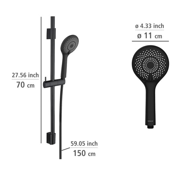 Crni tuš set od nehrđajućeg čelika 70 cm Water Saving - Wenko-image-1