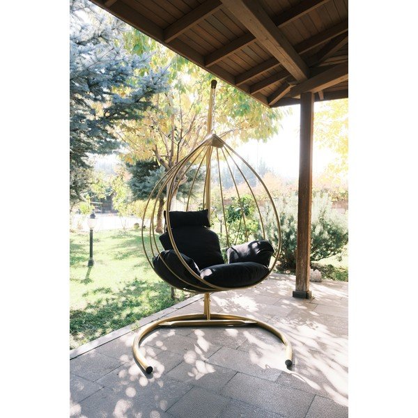 Crna/u zlatnoj boji viseća vrtna fotelja Damla – Floriane Garden-image-2