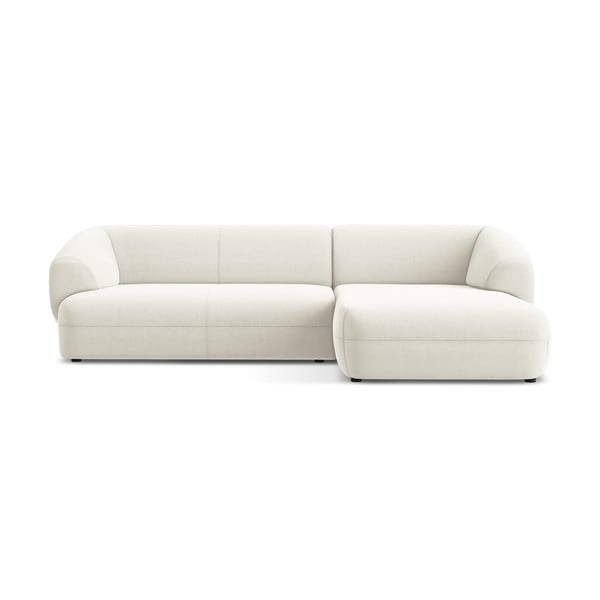 Bijela baršunasti kutna garnitura (s desnim kutom) Moana – Makamii