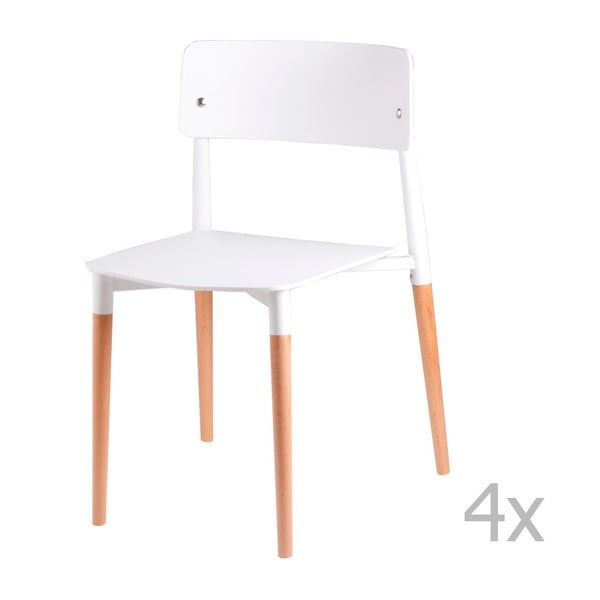 Set od 4 bijele stolice za blagovanje s drvenim nogama sømcasa Claire