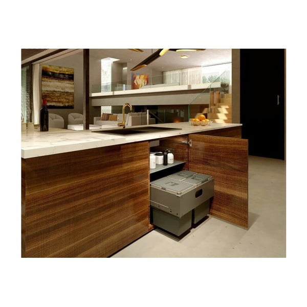 Siva plastična kanta za smeće za odvojeni otpad/ugradbena 42 l Block U-Sink 2.0 – Elletipi-image-1