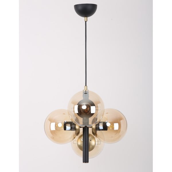 Crna viseća svjetiljka sa staklenim sjenilom ø 35 cm Forte – Squid Lighting