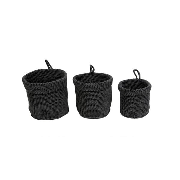 Set od 3 crne košare za cvijeće PT Living Weave