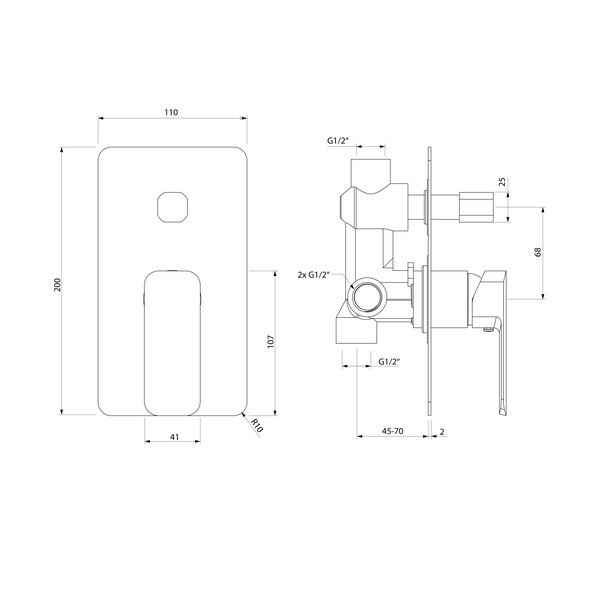 Ugrađena slavina za tuš u sjajno srebrnoj boji (s 2 izlaza) Spy – Sapho-image-1