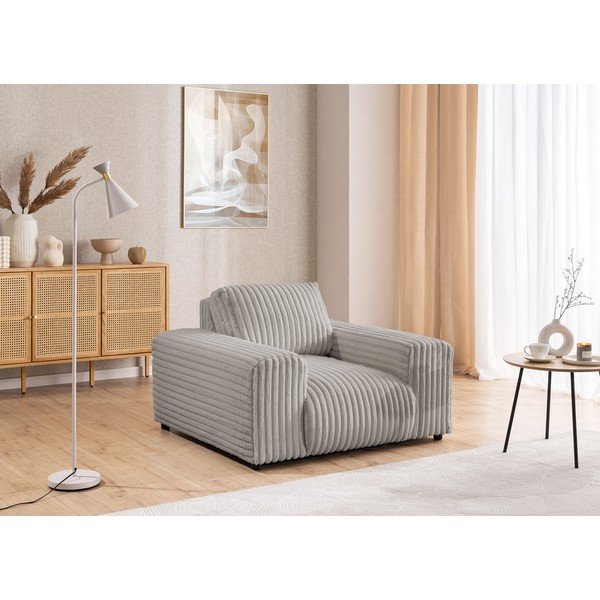 Svijetlo siva fotelja od samta Justin – Ropez-image-4