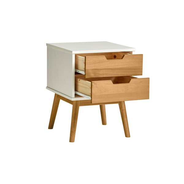 Bijelo-smeđi noćni ormarić od punog borovog drveta Marckeric Baku-image-3