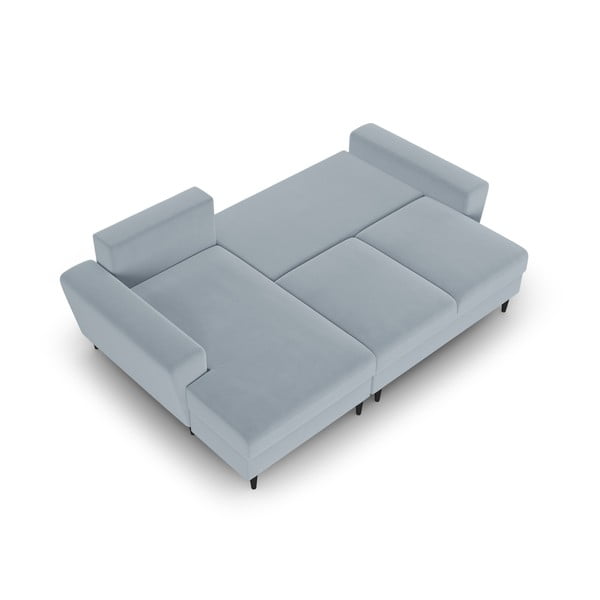 Svijetlo plava baršunasti sklopiva/s prostorom za odlaganje kutna garnitura (s lijevim kutom/s ležaljkom) Kyoto – Cosmopolitan Design-image-2