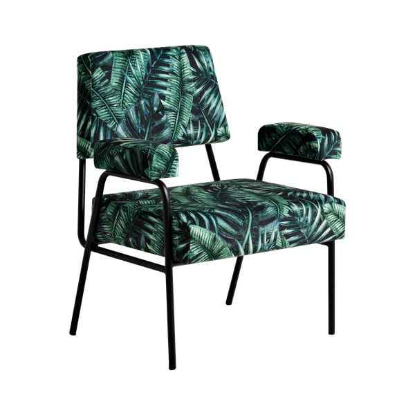 Tamnozelena fotelja s uzorkom Custom Form Simple Tropicalvives
