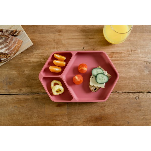 Crveni silikonski dječji tanjur 16x25 cm – Kindsgut-image-1