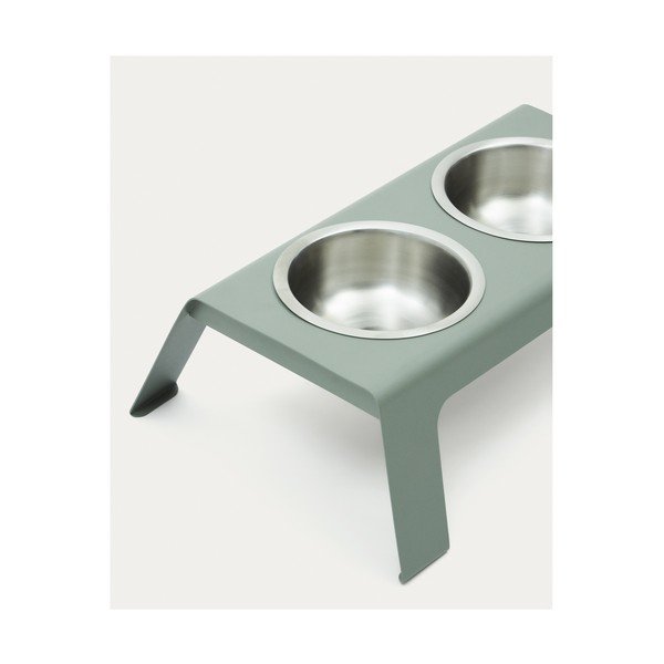 Set posuda s postoljem od nehrđajućeg čelika za pse Rocky – Kave Home-image-1