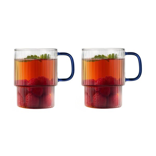 Plave staklene šalice u setu 2 kom za cappuccino 350 ml Livio – Vialli Design