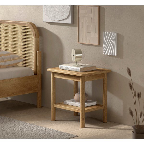 Noćni ormarić od punog hrasta u prirodnoj boji Olive – Vipack-image-1