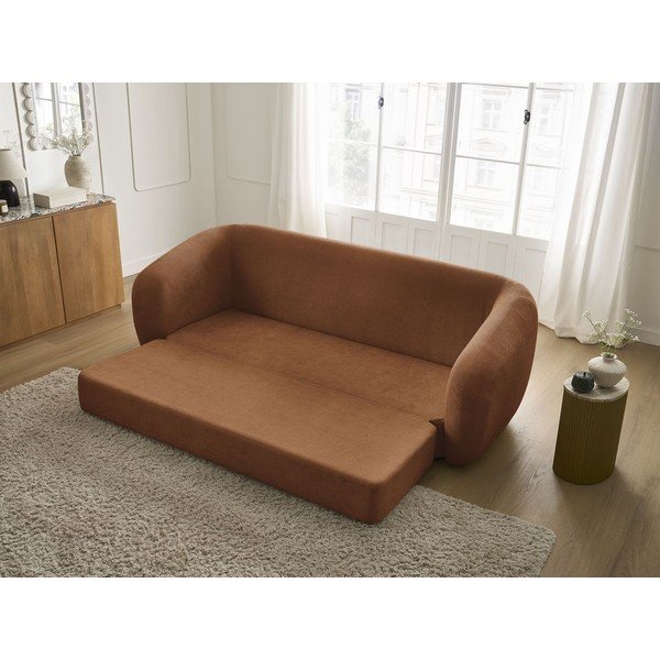 Narančasta sklopiva sofa od šenila 228 cm Neyo – Bobochic Paris-image-1