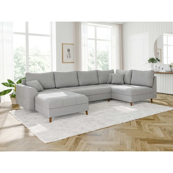 Svijetlo siva kutna garnitura od samta (s lijevim kutom/u obliku slova "U") Ariella – Ropez-image-3