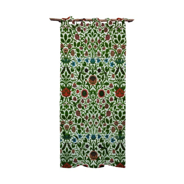 Zelena zavjesa od lana Tierra Bella Williams Garden, 140 x 270 cm