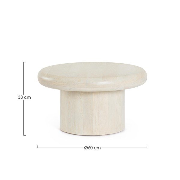 Krem okrugao stolić za kavu od masivnog manga ø 60 cm Lopez – Bizzotto-image-3