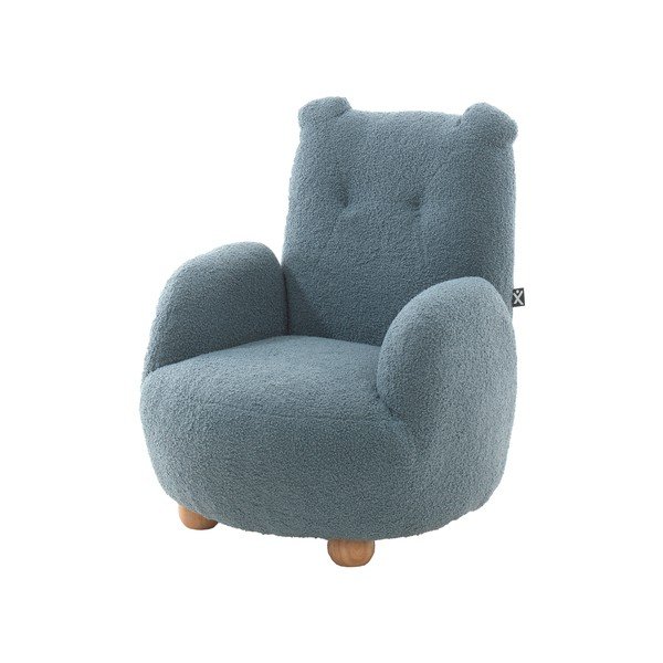 Plava dječja fotelja od bouclé tkanine Rocky – Vipack