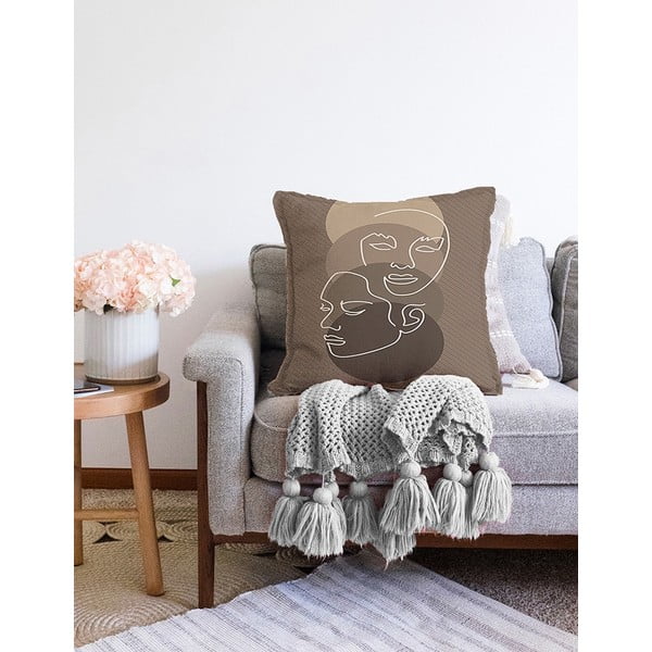 Smeđa jastučnica s udjelom pamuka Minimalist Cushion Covers Chenille, 55 x 55 cm-image-2